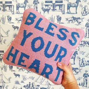 Bless Your Heart Needlepoint Pillow